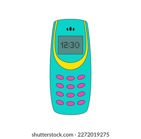 Retro mobile phone from 90s Vector Illustration. 2000s aesthetic. Nostalgia for 1990s