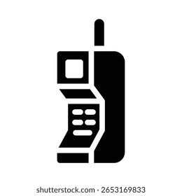 retro mobile phone glyph icon illustration vector graphic. Simple element illustration vector graphic, suitable for app, websites, and presentations isolated on white background