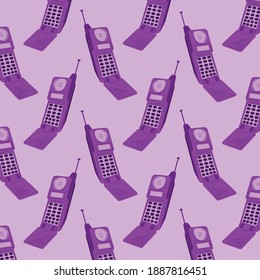 Teléfono móvil retro en morado
