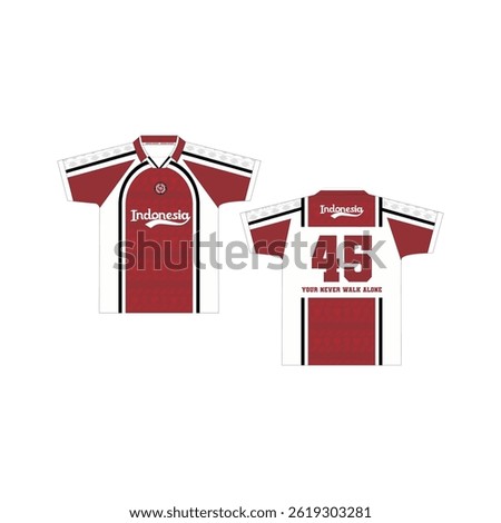 Retro model jersey mockup in red, mitam and white with unique motifs