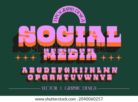 retro modern 2D fat typography design with shadow vector, illustration