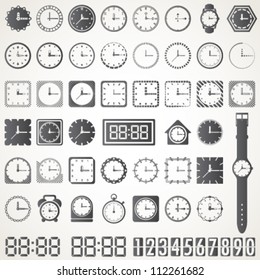 retro and modern clock collection  vector