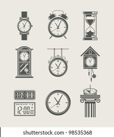 retro and modern clock set icon vector illustration svg