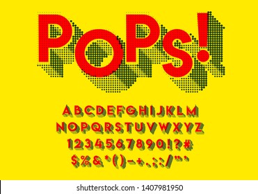 Retro but Modern Colorful Font, Alphabet, Numbers and Symbols. Vector.