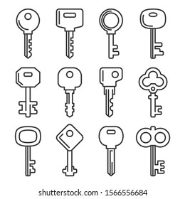 Retro and Modern Key Icons Set. Vector