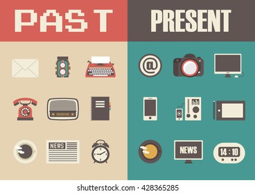 retro and modern technology, past to present