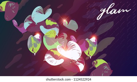 Retro / modern tropical paradise background with glam Araceae leaf and sample text