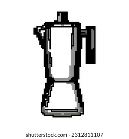 retro moka pot coffee game pixel art retro vector. bit retro moka pot coffee. old vintage illustration