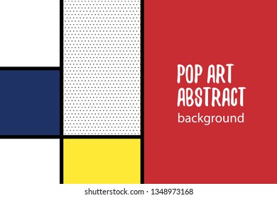 Retro mondrian red yellow blue geometric background. Minimal trendy fashion style poster. Line art design. Abstract neoplasticism. Grid geometry backdrop.