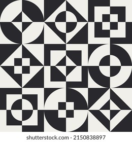 Retro monochrome Bauhaus design seamless pattern. Geometric shape vintage ornament. Vector illustration of geometrical pattern. EPS 10