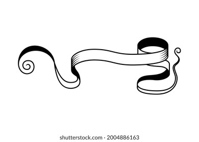 Retro monochrome design element with blank twisted ribbon vintage vector illustration