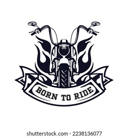 Retro monochrome motorcycle logo graphics. T-Shirt Vector illustration.