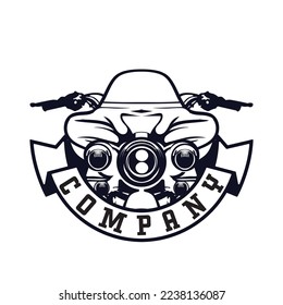 Retro monochrome motorcycle logo graphics. T-Shirt Vector illustration.