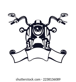 Retro monochrome motorcycle logo graphics. T-Shirt Vector illustration.