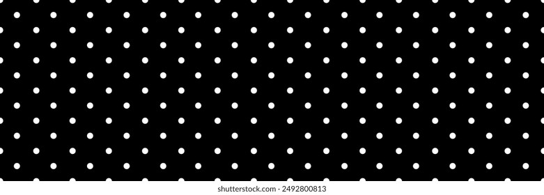 Retro monochrome seamless pattern. Simple black background with white dots. Vector illustration.