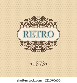 Retro Monogram logo template with flourishes calligraphic elegant ornament elements, Elegant line art logo, Business sign for Royalty, Boutique, Cafe, Hotel, Heraldic, Jewelry, Wine
