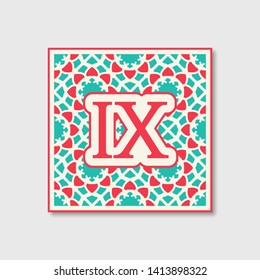 Retro monogram on ornamental tile background. Vector geometric emblem in moroccan style.