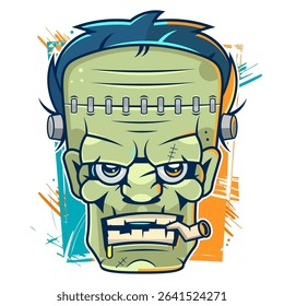 Retro Monster Party style old label kull for t-shirt