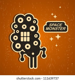  Retro monster. Vintage robot illustration in vector.