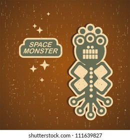  Retro monster. Vintage robot illustration in vector.