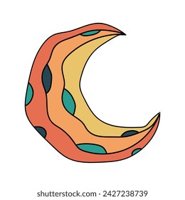 Retro moon crescent vintage ornament. Hand Drawn retro style