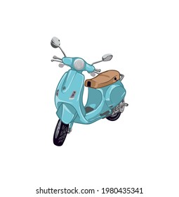 Retro moped turquoise in vector