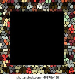 Retro Mosaic frame-border on black. Vector template 