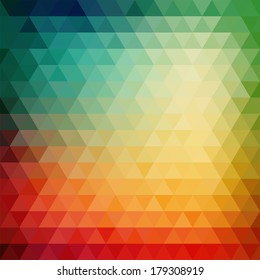 Retro mosaic pattern of geometric texture from triangle shapes, abstract vector background illustration