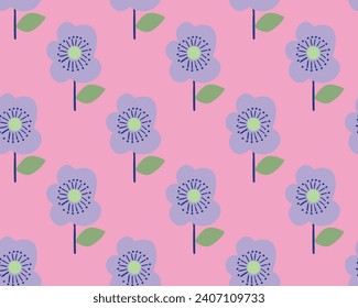 RETRO MOTIF FLORAL ALL OVER PRINT SEAMLESS PATTERN VECTOR ILLUSTRATION