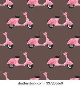 Retro motor scooter . Seamless pattern with  scooter Italy. Retro background