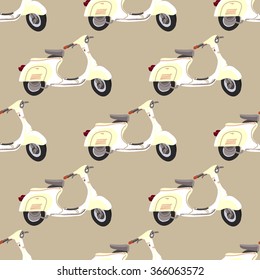 Retro motor scooter . Seamless pattern with  scooter Italy. Retro background