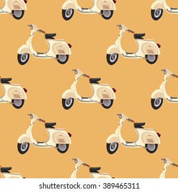 Retro motor scooter . Seamless pattern with  scooter Italy. Retro background