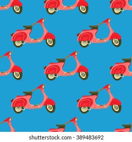 Retro motor scooter . Seamless pattern with  scooter Italy. Retro background