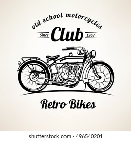 retro motorbike emblems and labels template, vintage motorcycle silhouette