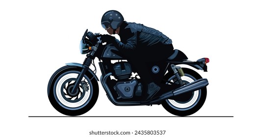 Retro motorbike vector with isolated on white background for background design.