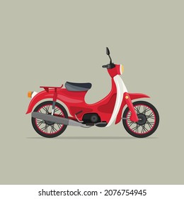 Retro Motorcycle Classic Red White Vector Illustration