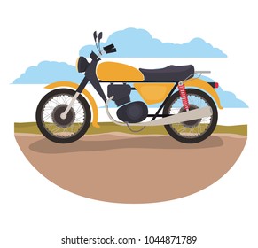 retro motorcycle classic in the road scene