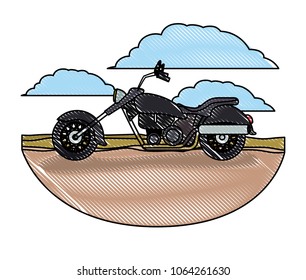 retro motorcycle classic in the road scene
