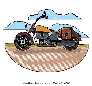 retro motorcycle classic in the road scene