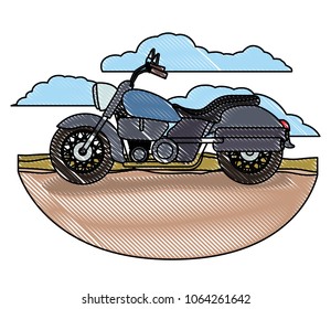 retro motorcycle classic in the road scene