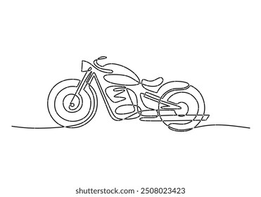 Retro Motorcycle Continuous Line Art. Minimalist design of a vintage motorcycle in continuous line style.