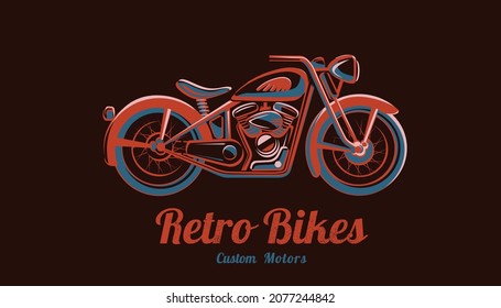 retro motorcycle emblem template on the dark background, bike silhouette