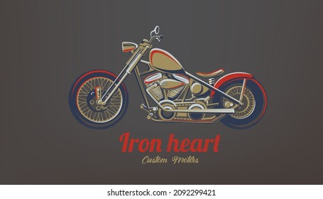 retro motorcycle emblem template on the dark background, bike silhouette