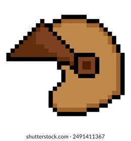  Retro motorcycle helmet in 8 bit pixel art style