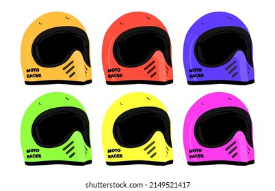 Retro Motorcycle Helmet Colorful Vector Design