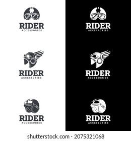 retro motorcycle helmet logo vector illustration. suitable for company logo, print, digital, icon, apps, and other marketing material purpose. motorcycle helmet logo set