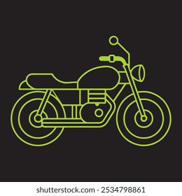 Retro motorcycle illustration with detailed features