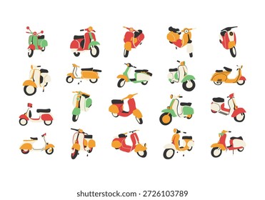 Conjunto de elementos de ilustración de motocicleta retro
