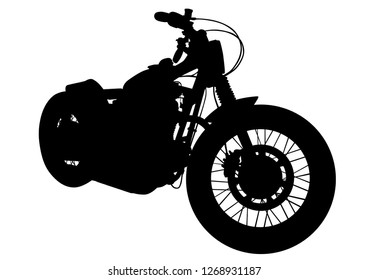 Retro motorcycle one white background