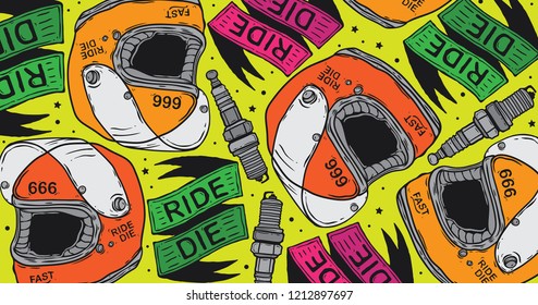 retro motorcycle pattern, vector EPS 10